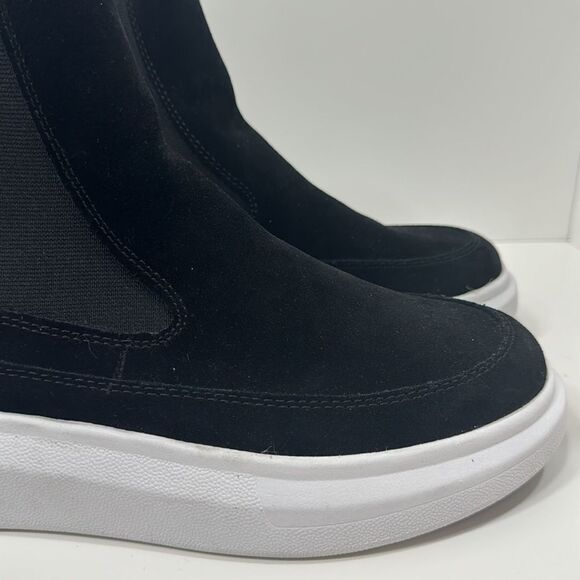 Nurture Anna High Top Sneakers Suede Slip On Booties Black Platform Comfort - Picture 8 of 13